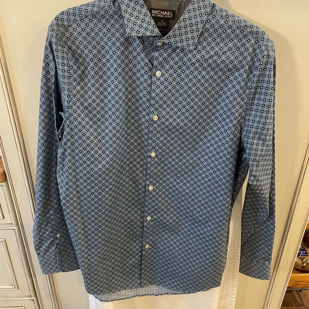 Michael Kors Blue Patterned Men's Shirt